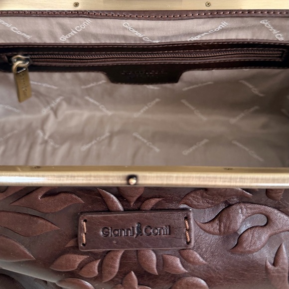 Gianni Conti Brown Embossed Leather Satchel Bag - Picture 12 of 14